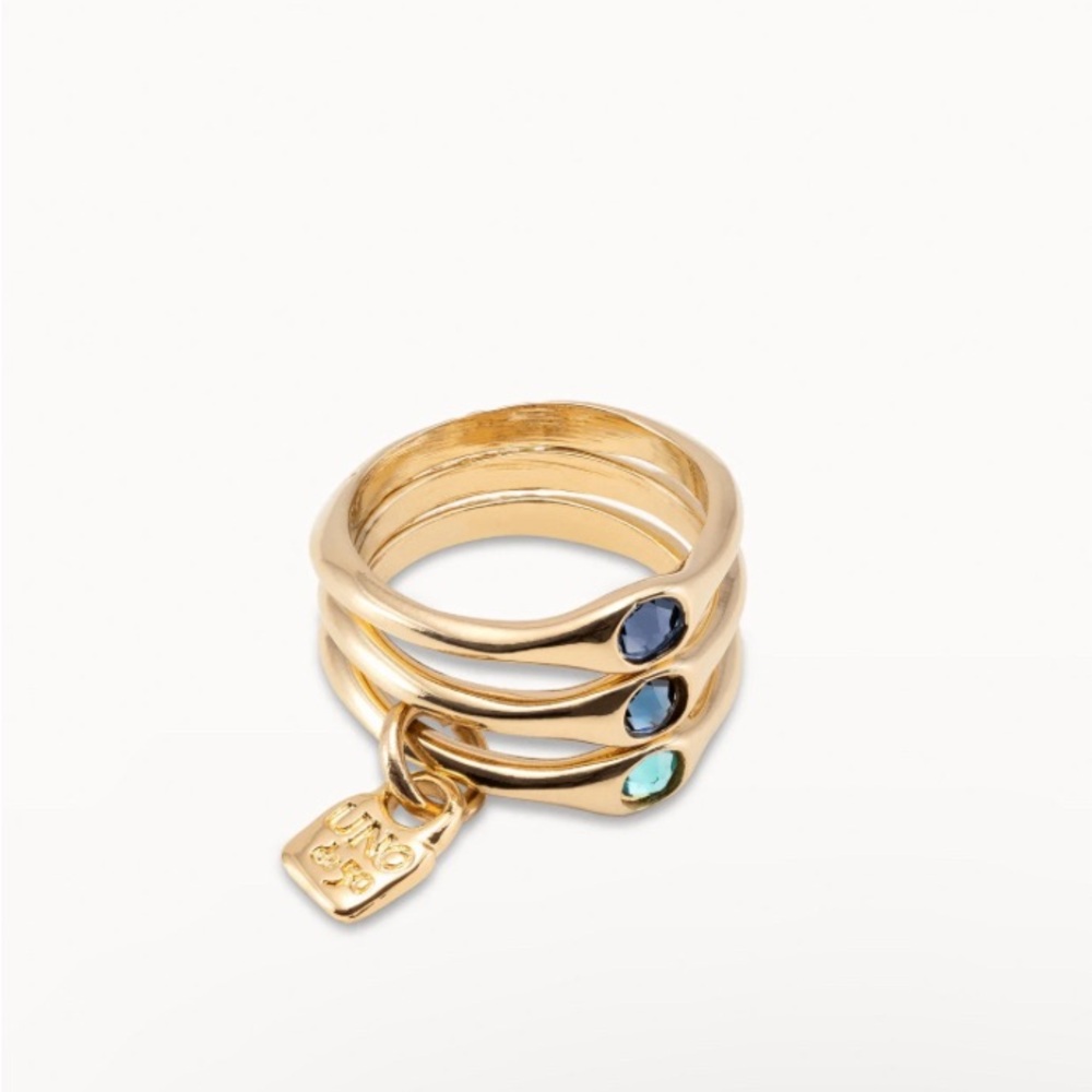 *UNOde50 Gold Rings with Blue tone Stones - Picture 7 of 7